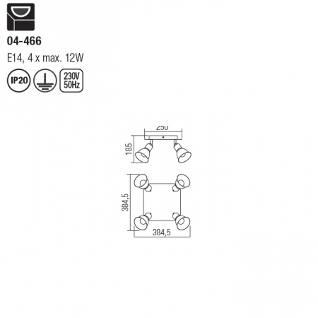Plafoniera Smarter Olaf 04-466 E14 4x12W   Metal Alb Mat IP20 [1]