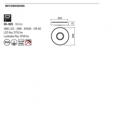 Plafoniera Smarter Sumo, maro, LED, 36W, 1656 lumeni, alb neutru 4000K, D. 39 cm, 05-925 [1]
