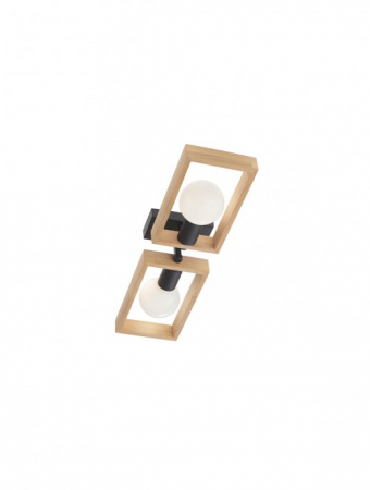 Moderne - Plafoniera SMARTER TIMBER 01-1968 E27 2x42W Metal Negru mat/Lemn Fag Natur IP20
