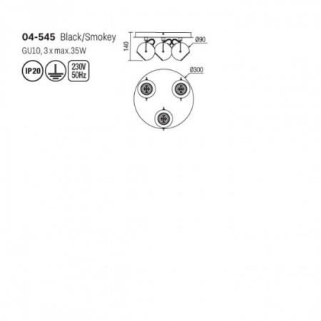 Plafoniera SMARTER WARD 04-545 GU10 3x35W   Metal Negru Mat IP20 [1]