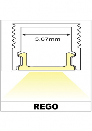Profil aluminiu aparent HOOD14, aluminiu neanodizat, lungime 2m, 17,6mm x 17,6 mm + Dispersor alb mat click [3]