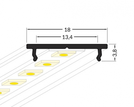 Profil LED aparent FIX 12, aluminiu, lungime 2m, 18mm x 3,8mm  [1]
