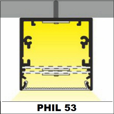Profil LED aparent PHIL53 C10, aluminiu neanodizat, lungime 2m, 53mm x 28mm + Dispersor alb mat click [3]