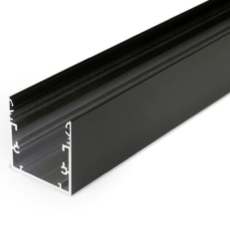 ILUMINAT - Profil LED aparent PHIL53 C10, negru, lungime 2m, 53mm x 28mm + Dispersor alb mat click