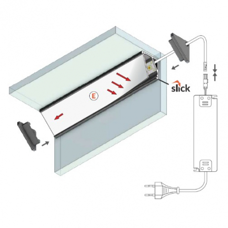 Profil LED de colț CABI 12, aluminiu neanodizat, lungime 2m, 16,5mm x 16,5mm + Dispersor alb [1]