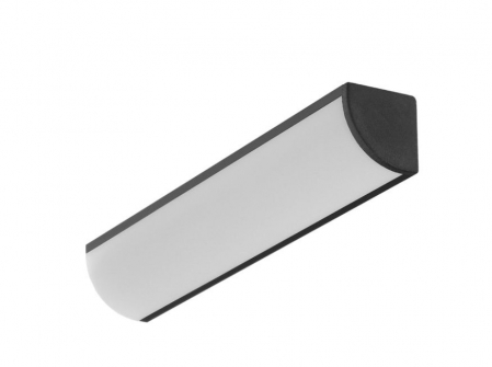 Profil LED de colț CABI 12,negru, lungime 2m, 16,5mm x16,5mm + Dispersor alb semirotund click [5]
