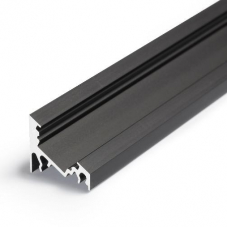 ILUMINAT - Profil LED de colț CORNER 10, negru anodizat, lungime 2m, 20mm x 16mm + Dispersor negru click