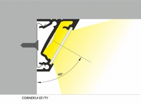 Profil LED de colț CORNER 14, alb, lungime 2m, 24mm x 19,4mm + Dispersor alb mat click [3]