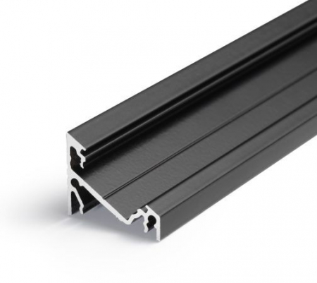 ILUMINAT - Profil LED de colț CORNER 14, negru, lungime 2m, 24mm x 19,4mm + Dispersor alb mat click