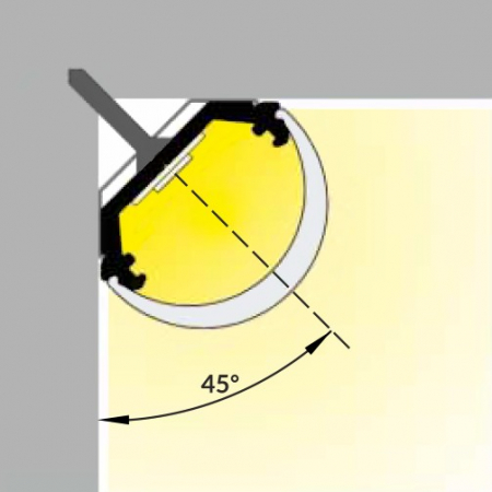 Profil LED de colț QUARTER 10, aluminiu anodizat, lungime 2m, 14,5mm x 14,5mm + Dispersor alb mat [3]