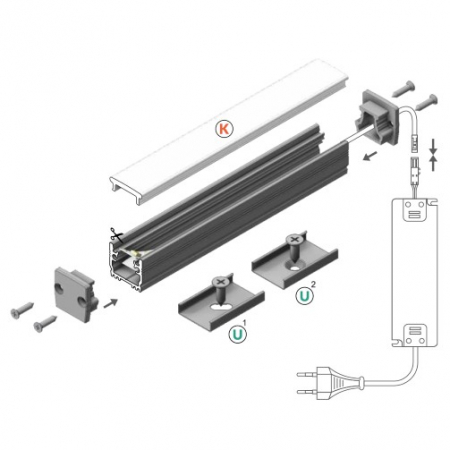 Profil LED de pardoseală FLOOR12, aluminiu anodizat, lungime 2m, 13,7mm x 15,8mm [1]