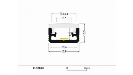 Profil LED de pardoseală FLOOR8, aluminiu anodizat, lungime 2m, 13,1mm x 7,5mm [1]