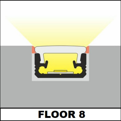 Profil LED de pardoseală FLOOR8, aluminiu anodizat, lungime 2m, 13,1mm x 7,5mm [5]
