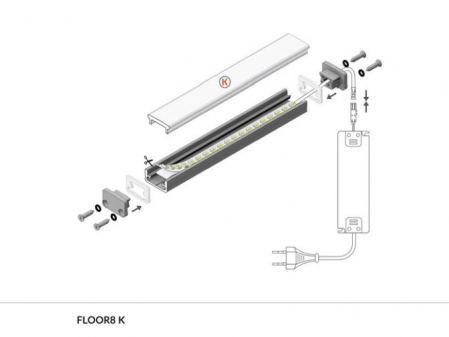 Profil LED de pardoseală FLOOR8, aluminiu anodizat, lungime 2m, 13,1mm x 7,5mm [2]