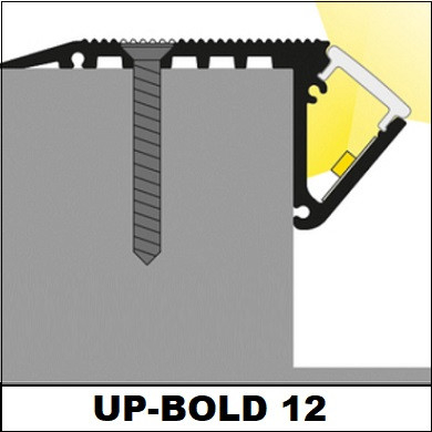 Profil LED de trepte UP-BOLD12, negru, lungime 2m, 58,9mm x 27,5mm + Dispersor alb mat [2]