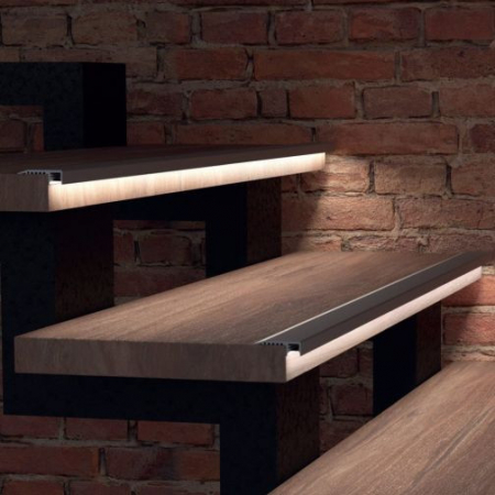 Profil LED de trepte UP-MINI 10, aluminiu anodizat, lungime 2m, 46,7mm x 14,1mm + Dispersor alb mat [3]