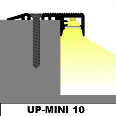 Profil LED de trepte UP-MINI 10, aluminiu anodizat, lungime 2m, 46,7mm x 14,1mm + Dispersor alb mat [4]