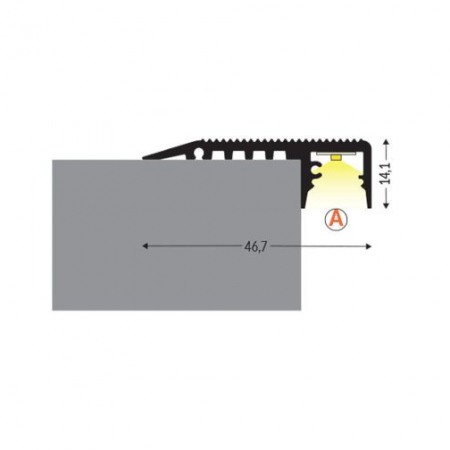Profil LED de trepte UP-MINI 10, aluminiu anodizat, lungime 2m, 46,7mm x 14,1mm + Dispersor alb mat [1]