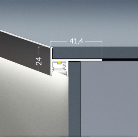 Profil LED de trepte UP-TILE10, aluminiu anodizat, lungime 2m, 41,4mm x 24mm + Dispersor alb mat [3]