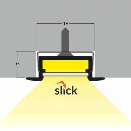 Profil LED încastrat BEGTIN 12, aluminiu anodizat, lungime 2m, 21,3mm x 6,6mm + Dispersor alb mat click [3]