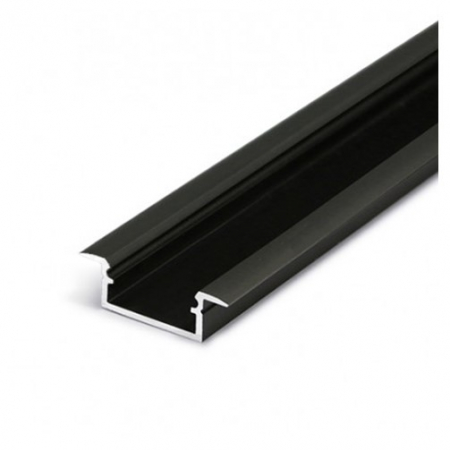 Incastrate - Profil LED încastrat BEGTIN 12, negru, lungime 2m, 21,3mm x 6,6mm + Dispersor alb mat click