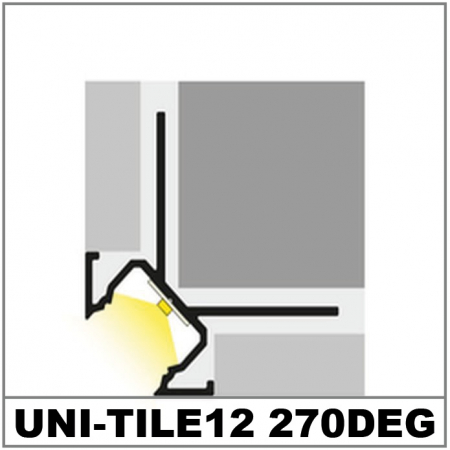 Profil LED încastrat de colț UNI-TILE12 270deg C PLUS, aluminiu anodizat, lungime 2m, 36,6mm x 36,6mm + Dispersor alb mat click [5]