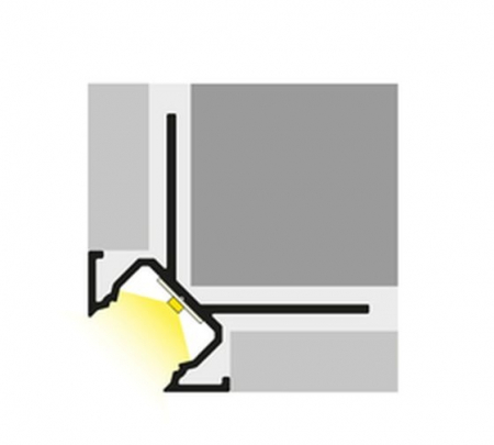 Profil LED încastrat de colț UNI-TILE12 270deg C PLUS, aluminiu anodizat, lungime 2m, 36,6mm x 36,6mm + Dispersor alb mat click [3]