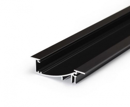 ILUMINAT - Profil LED încastrat FLAT 8, negru, lungime 2m, 13,5 x 53mm + Dispersor alb mat