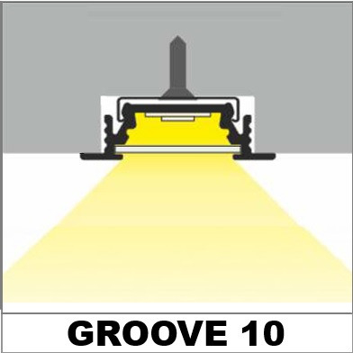 Profil LED încastrat GROOVE10, aluminiu neanodizat, lungime 2m, 24mm x 7mm + Dispersor alb mat click [1]