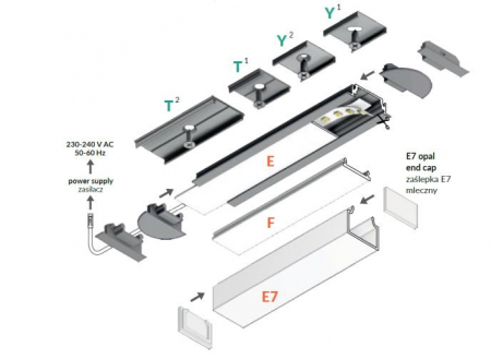 Profil LED încastrat GROOVE14, aluminiu anodizat, lungime 2m, 28mm x 8mm + Dispersor alb mat click [4]