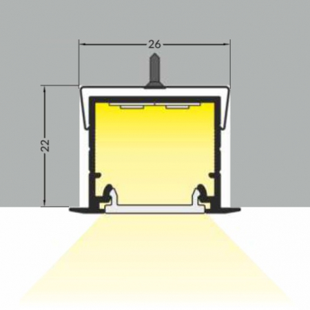 Profil LED încastrat LINEA IN 20, aluminiu neanodizat, lungime 2m, 30mm x 20,4mm + Dispersor alb mat click [3]