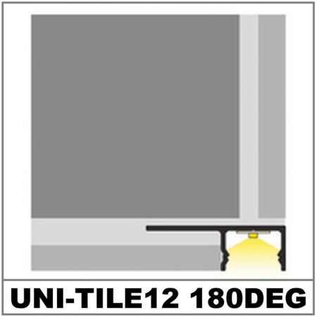 Profil LED încastrat UNI-TILE12 180deg C PLUS, aluminiu anodizat, lungime 2m, 33,5mm x 11,5mm + Dispersor alb mat click [2]