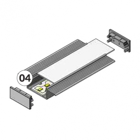 Profil LED încastrat VARIO 30-04, aluminiu anodizat, lungime 2m, 15,9mm x 63,4mm + Dispersor alb mat click [1]
