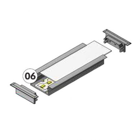Profil LED încastrat VARIO 30-06, alb, lungime 2m, 44,4mm x 14mm + Dispersor alb mat click [1]
