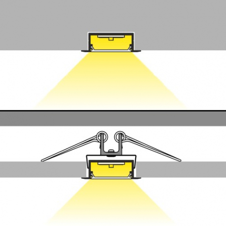 Profil LED încastrat VARIO 30-06, aluminiu anodizat, lungime 2m, 44,4mm x 14mm+ Dispersor alb mat click [3]