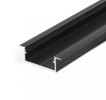 SURSE ILUMINAT - Profil LED încastrat VARIO 30-06, negru, lungime 2m, 44,4mm x 14mm + Dispersor negru click