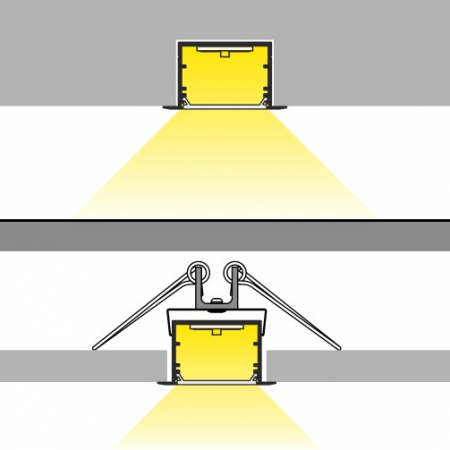 Profil LED încastrat VARIO 30-07, negru, lungime 2m, 44,4mm x 24mm + Dispersor alb mat click [3]