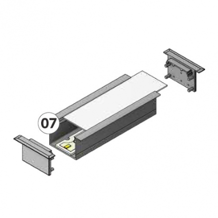 Profil LED încastrat VARIO 30-07, negru, lungime 2m, 44,4mm x 24mm + Dispersor alb mat click [1]