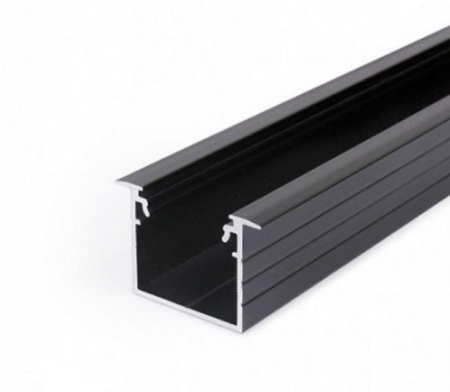 SURSE ILUMINAT - Profil LED încastrat VARIO 30-07, negru, lungime 2m, 44,4mm x 24mm + Dispersor negru click