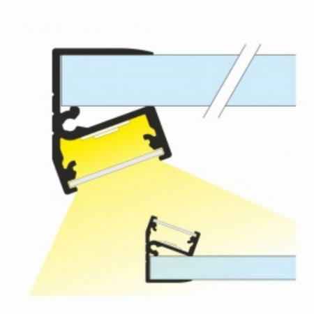 Profil LED pentru sticlă EDGE 10, aluminiu neanodizat, lungime 2m, 22,5mm x 15,6mm  [3]