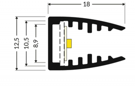 Profil LED pentru sticlă MIKRO10, aluminiu anodizat, lungime 2m, 12,5mm x 18mm  [2]