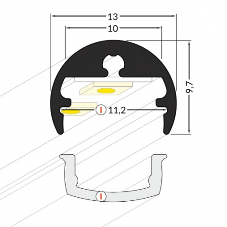 Profil LED pentru vitrine PEN 8, aluminiu anodizat, lungime 2m, 13mm x 9,7mm [2]