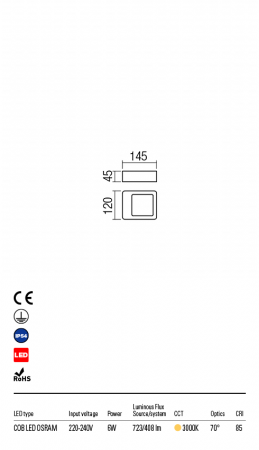R90011 Aplica REDO RADEON LED 6W 408lm 3000K IP54 Aluminiu turnat dark grey CRI 85 [1]