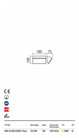 R90015 Aplica REDO TOKYO LED 12W 1130lm 3000K IP54 Aluminiu turnat dark grey CRI 82 [1]