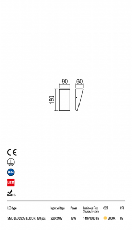 R90021 Aplica REDO TOKYO LED 12W 1080lm 3000K IP54 Aluminiu turnat dark brown CRI 82 [1]