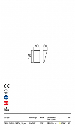 R90022 Aplica REDO TOKYO LED 12W 1144lm 4000K IP54 Aluminiu turnat dark brown CRI 82 [1]