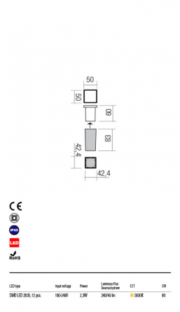 R90041 Spot de incastrat  XPI LED 3W 40lm 3000K IP65 Aluminiu turnat sand black CRI 80 [1]