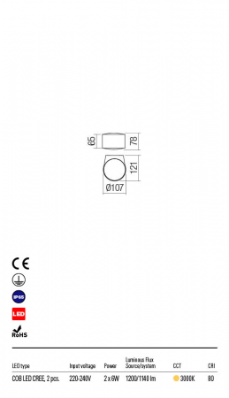 R90062 Aplica REDO LOG LED 12W 1140lm 3000K IP65 Aluminiu turnat White CRI 80 [1]