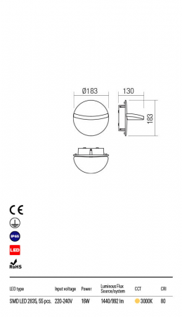 R90067 Aplica REDO GIMBAL LED 14W 992lm 3000K IP65 Aluminiu turnat matt white  CRI 80 [1]