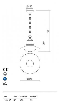 R90094 Suspensie  ELIO E27 1 x 42W IP44 Aluminiu turnat dark grey [1]